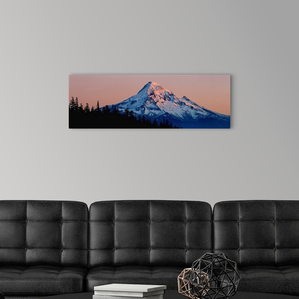 A modern room featuring USA, Oregon, Mt Hood. Mt Hood reflects the light from the setting sun in the Cascades Range, Oregon.