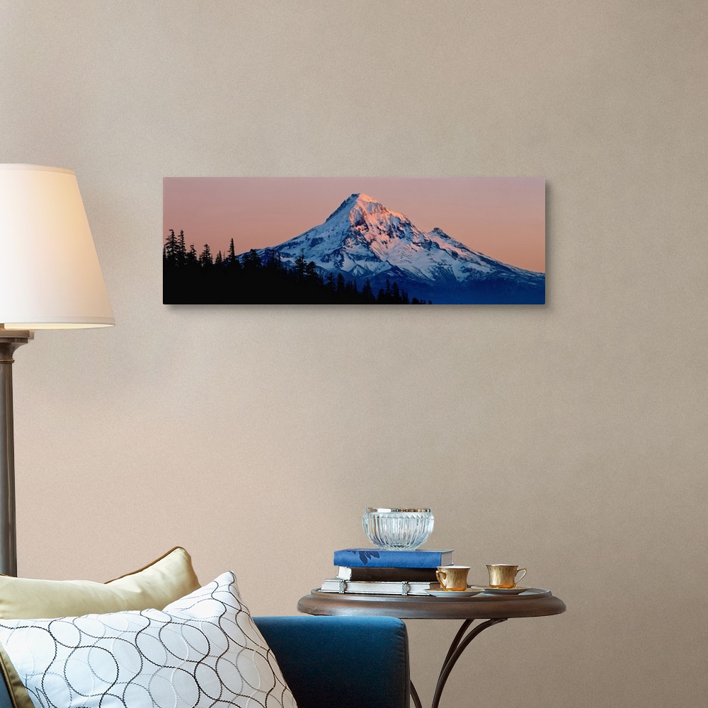A traditional room featuring USA, Oregon, Mt Hood. Mt Hood reflects the light from the setting sun in the Cascades Range, Oregon.