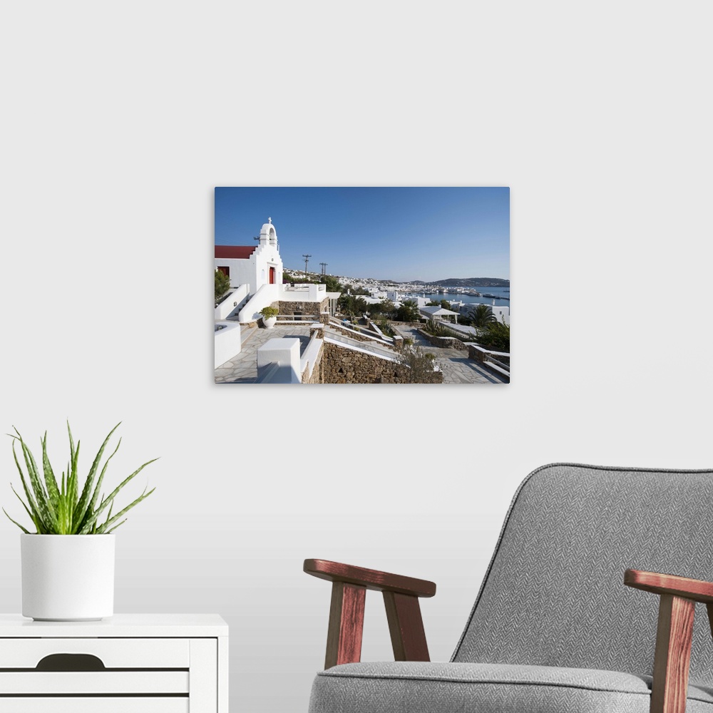 A modern room featuring Mykonos Town, Chora, Mykonos, Cyclades, Greece.
