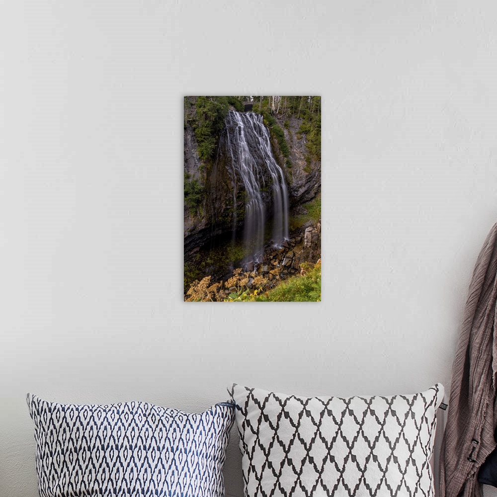 A bohemian room featuring Narada Falls in Mount Rainier National Park, Washington State, USA.