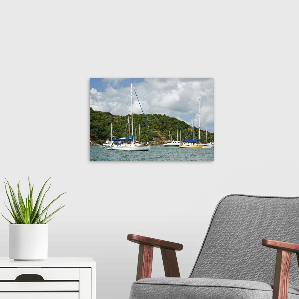 A modern room featuring Nelson's Dockyard Bay, Antigua, West Indies, Caribbean, Central America