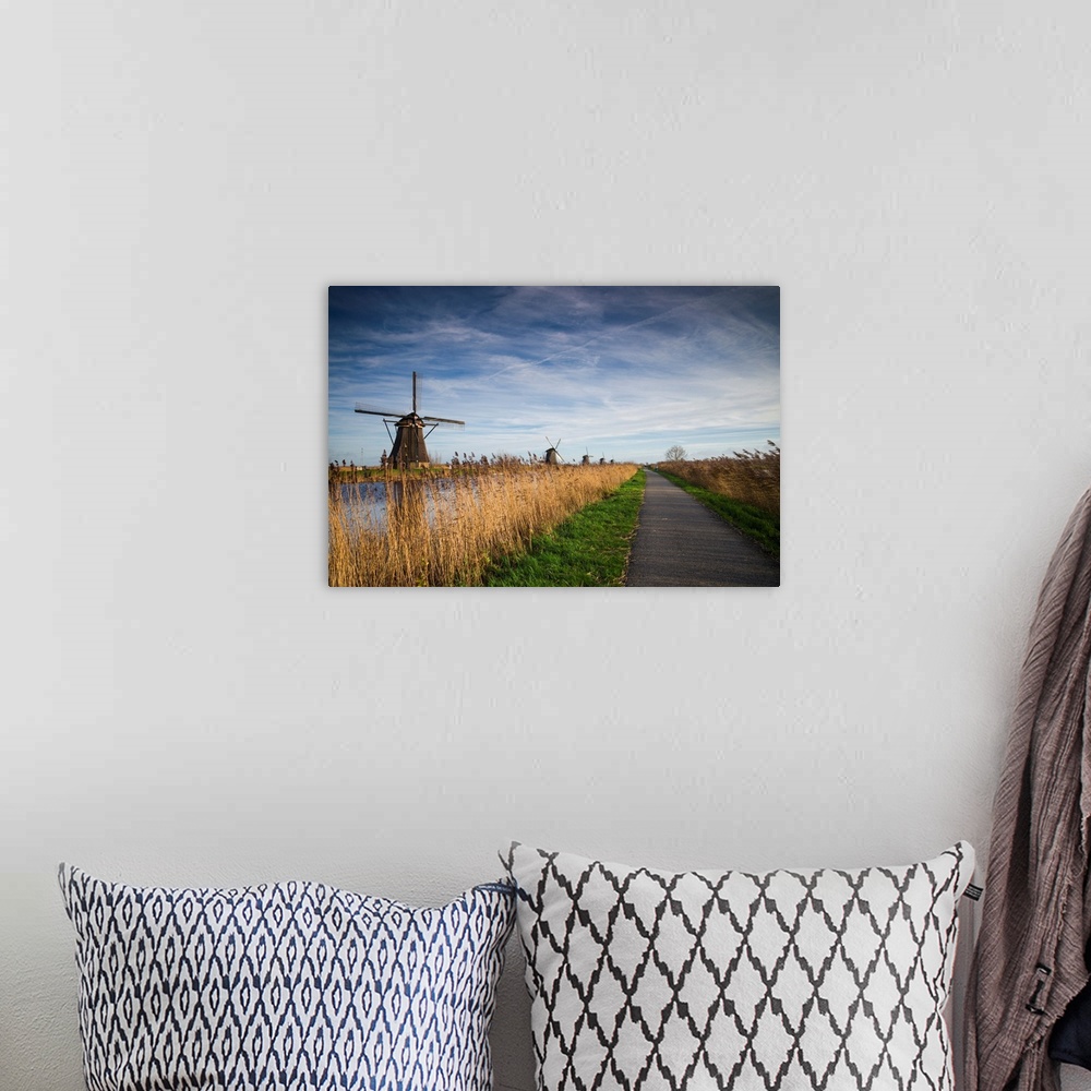 A bohemian room featuring Netherlands, Kinderdijk, Traditional Dutch windmills.