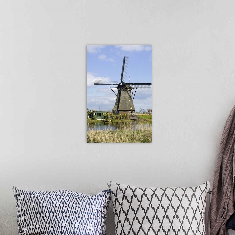 A bohemian room featuring Europe, Netherlands, South Holland, Kinderdijk, Windmill