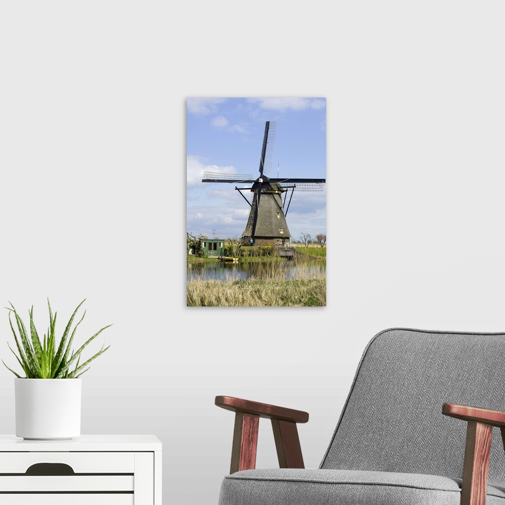 A modern room featuring Europe, Netherlands, South Holland, Kinderdijk, Windmill