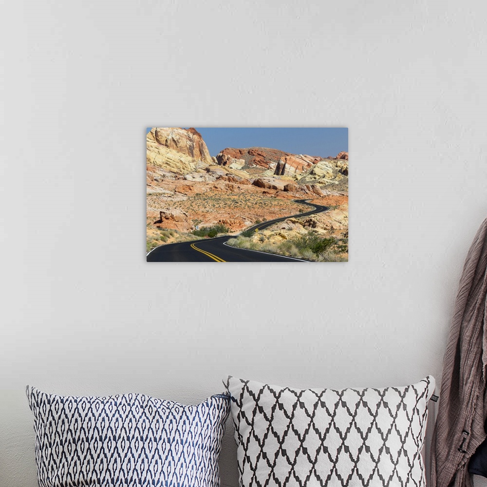 A bohemian room featuring USA, Nevada, Clark County, Valley of Fire State Park. Rainbow Vista Area.