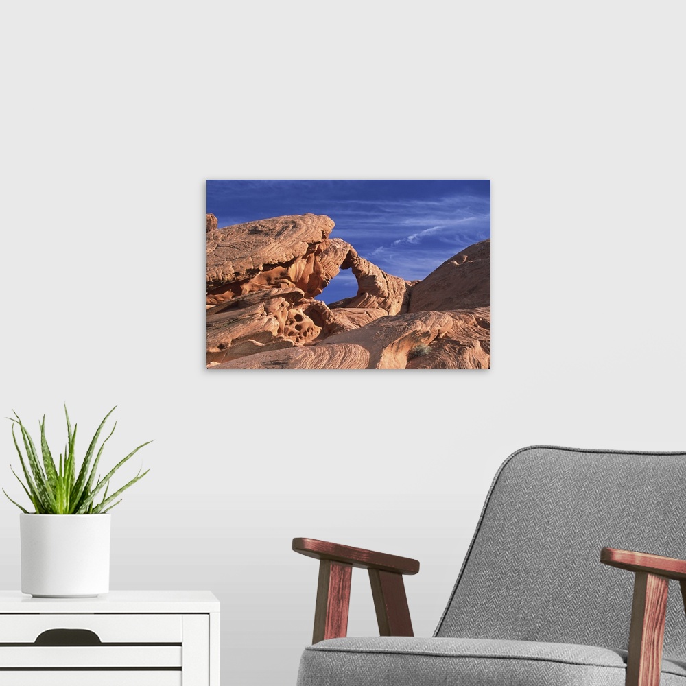 A modern room featuring North America, U.S., Nevada, Valley of Fire State Park. Arch Rock.