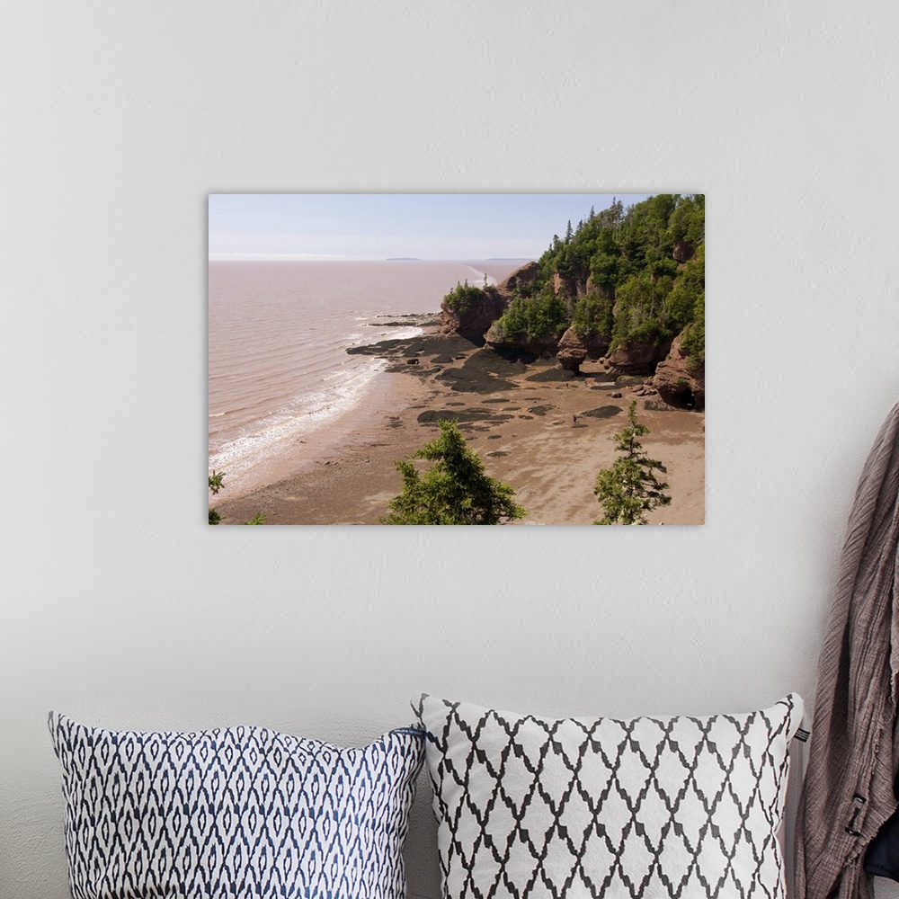 A bohemian room featuring Canada, New Brunswick, Hopewell Cape, Bay of Fundy. Hopewell Rocks at low tide. Big Cove Lookout.