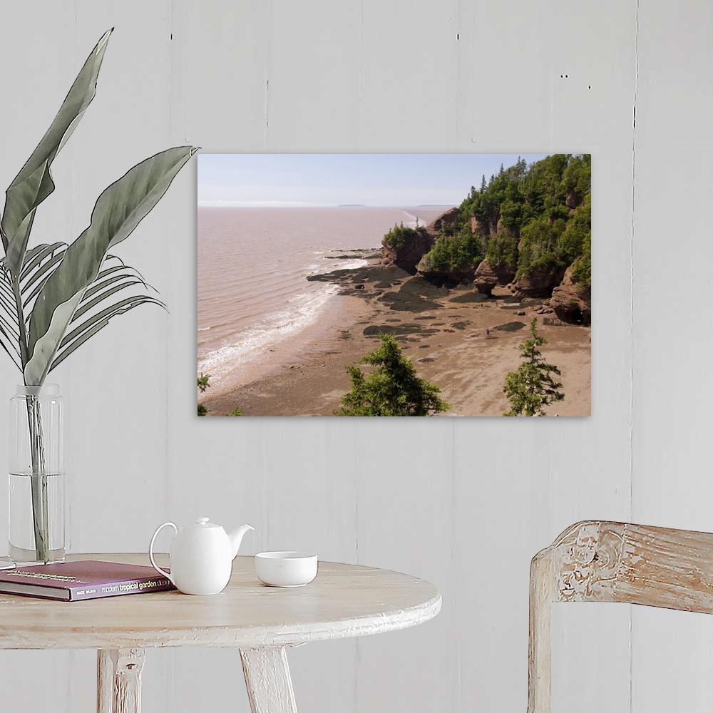 A farmhouse room featuring Canada, New Brunswick, Hopewell Cape, Bay of Fundy. Hopewell Rocks at low tide. Big Cove Lookout.