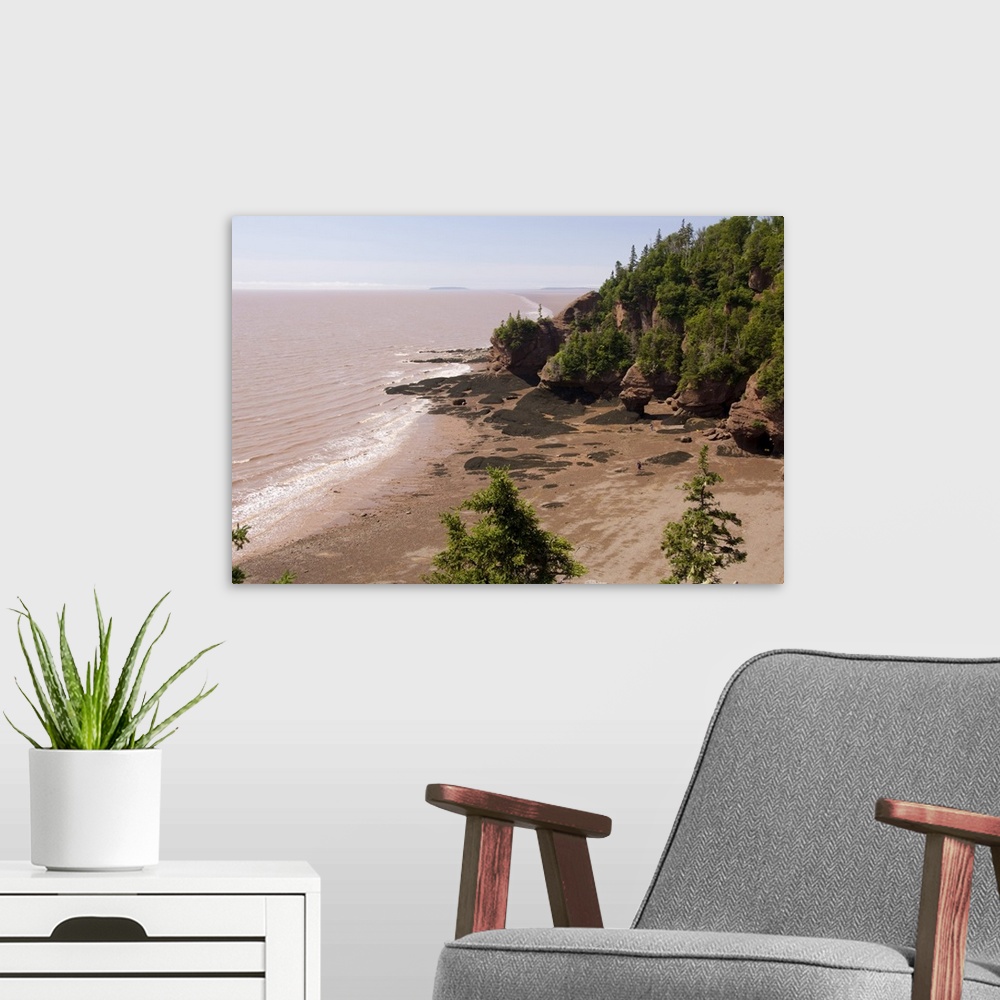 A modern room featuring Canada, New Brunswick, Hopewell Cape, Bay of Fundy. Hopewell Rocks at low tide. Big Cove Lookout.