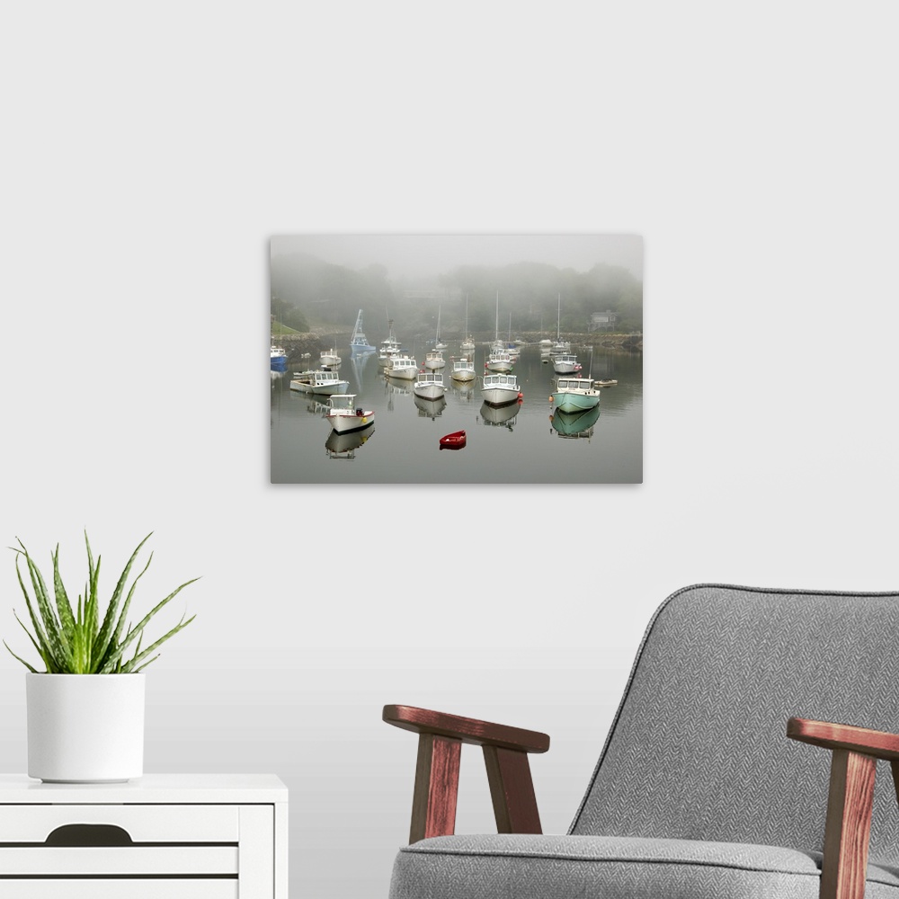 A modern room featuring USA, New England, Maine, Ogunquit, boats in Perkins Cove