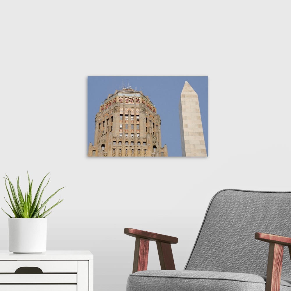 A modern room featuring New York, Buffalo, City Hall. Historic Art Deco building completed in 1931 by Dietel, Wade and Jo...