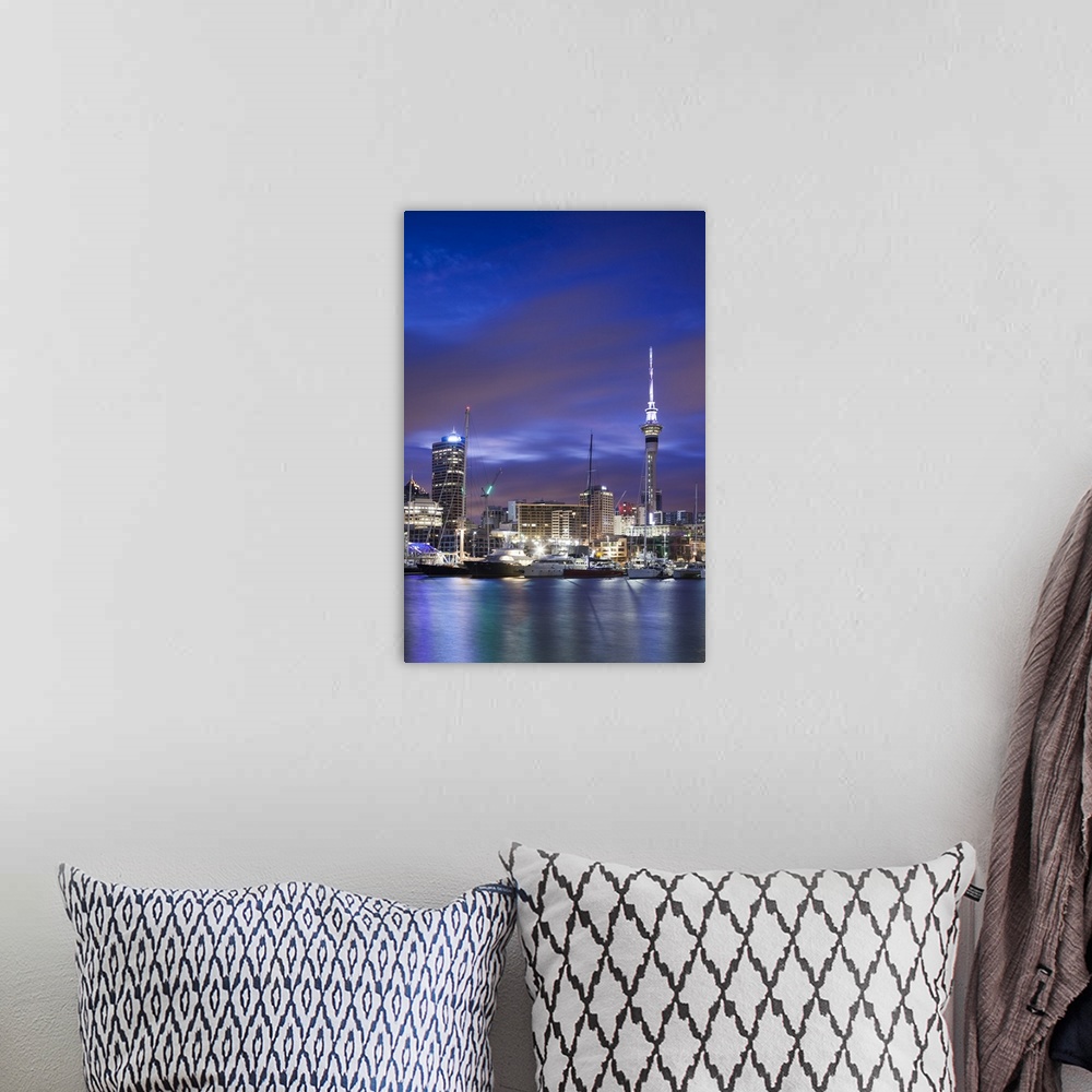A bohemian room featuring New Zealand, North Island, Auckland, Viaduct Harbour, dawn
