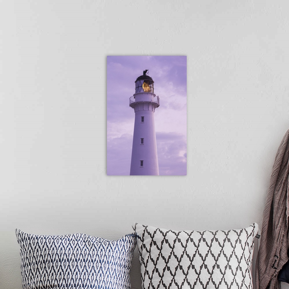 A bohemian room featuring New Zealand, North Island, Castlepoint, Castlepoint Lighthouse, dawn