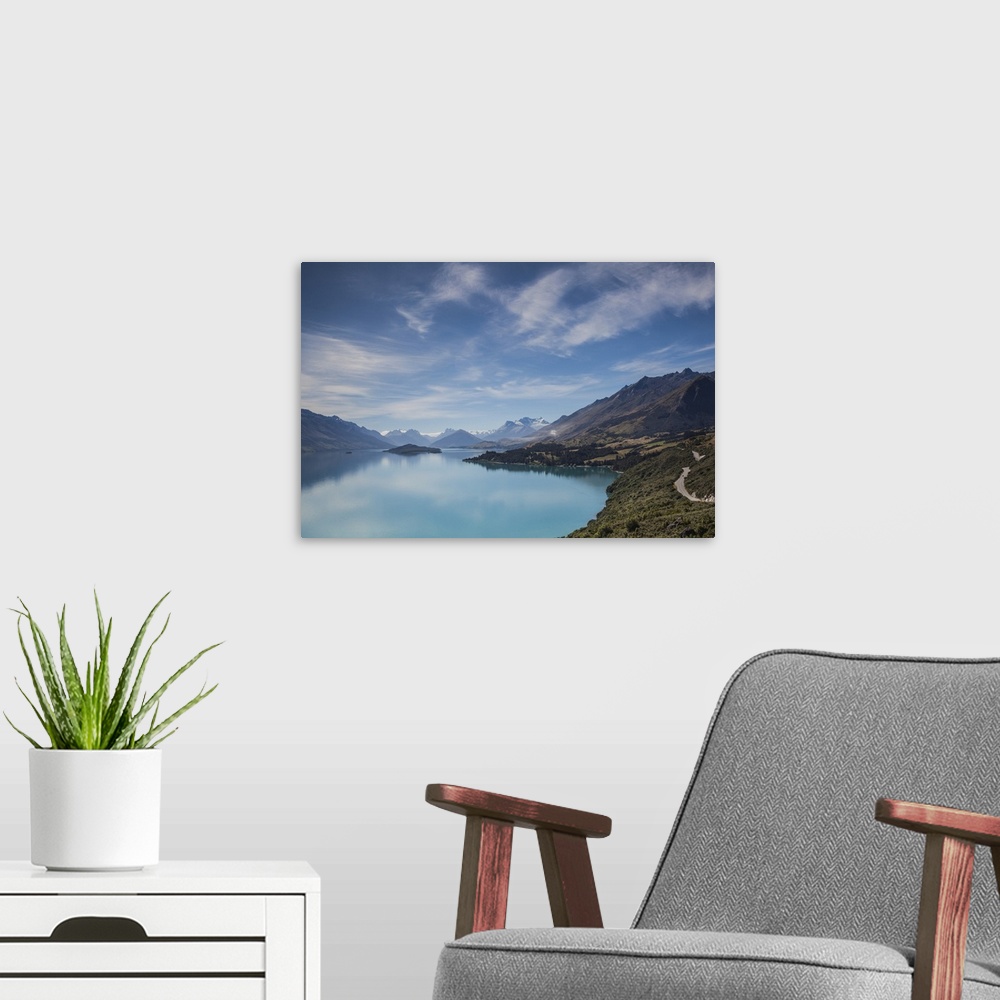 A modern room featuring New Zealand, South Island, Otago, Glenorchy, Lake Wakatipu, landscape
