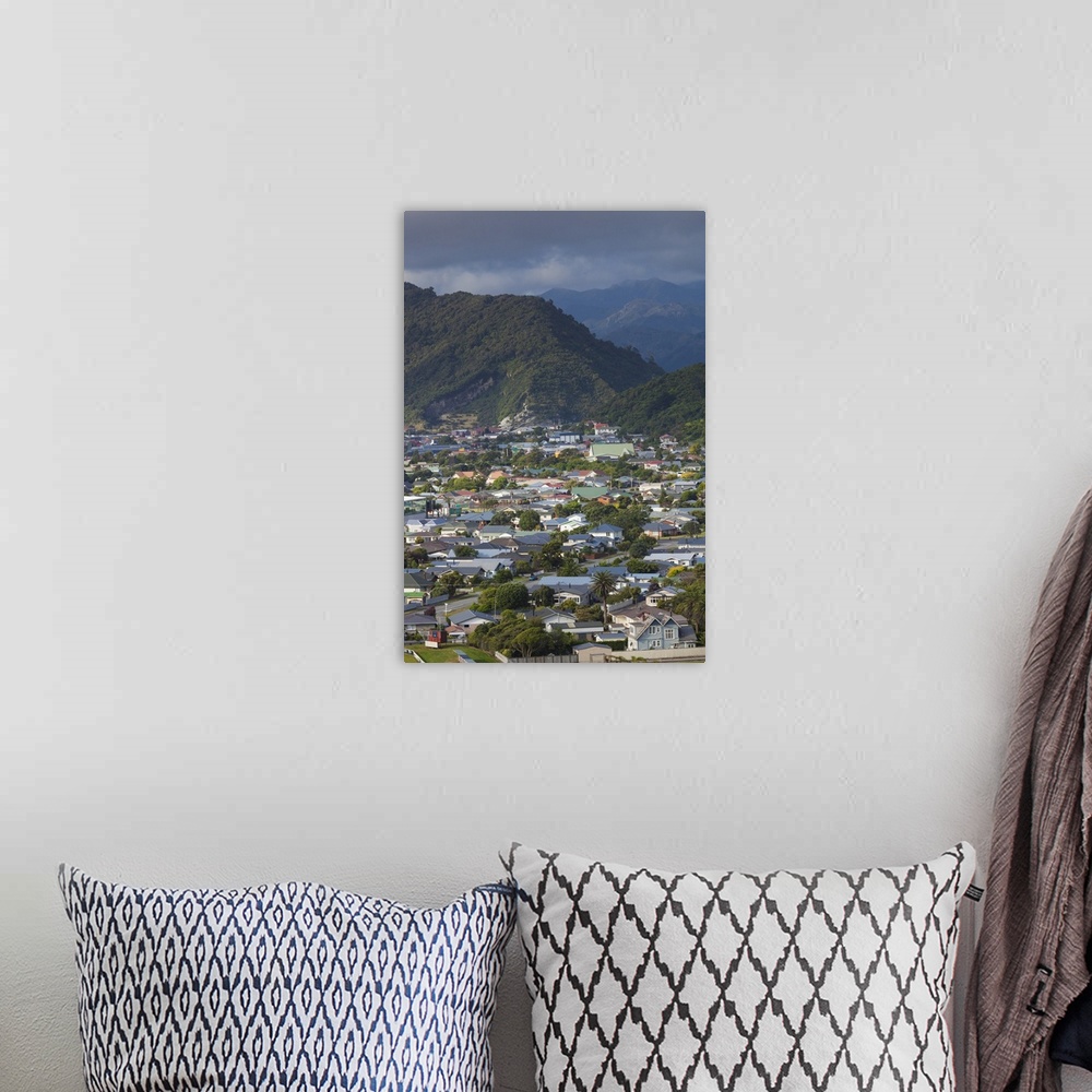 A bohemian room featuring New Zealand, South Island, West Coast, Greymouth, elevated town view