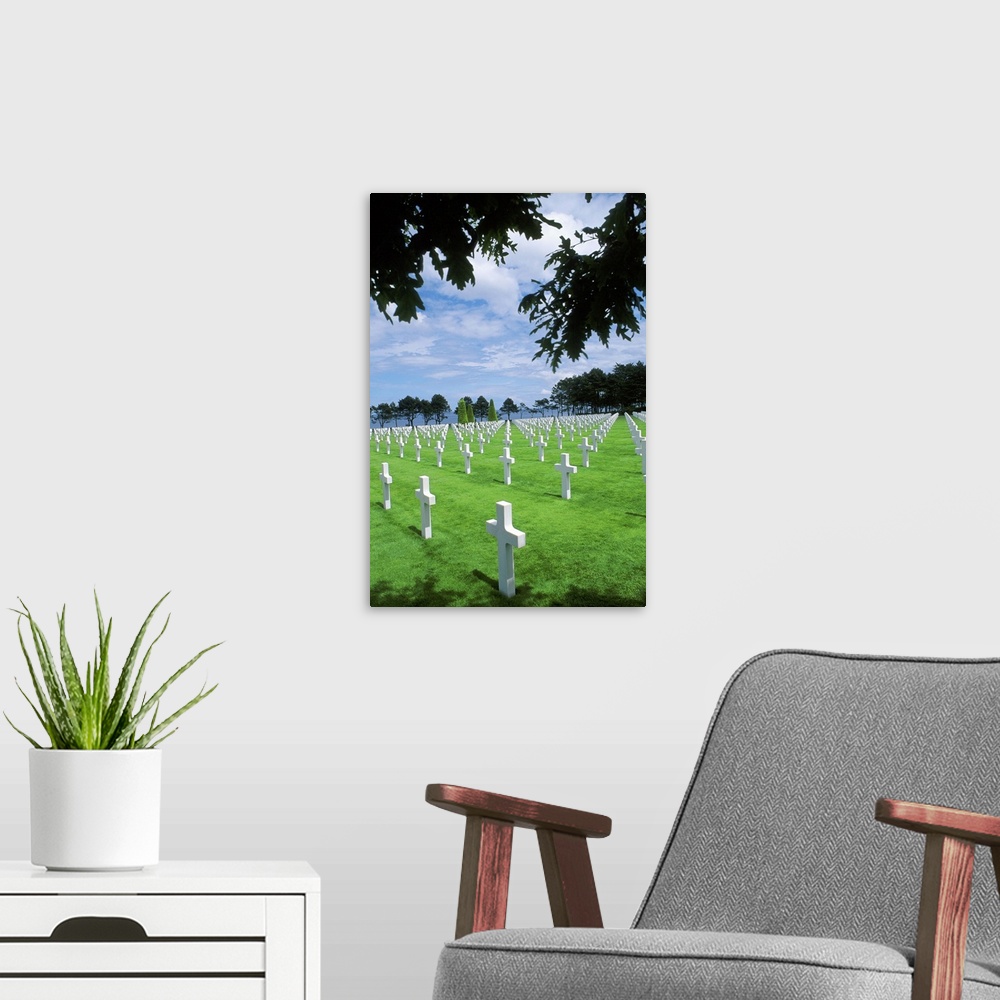 A modern room featuring Normandy, France - Omaha Beach Memorial graphic.