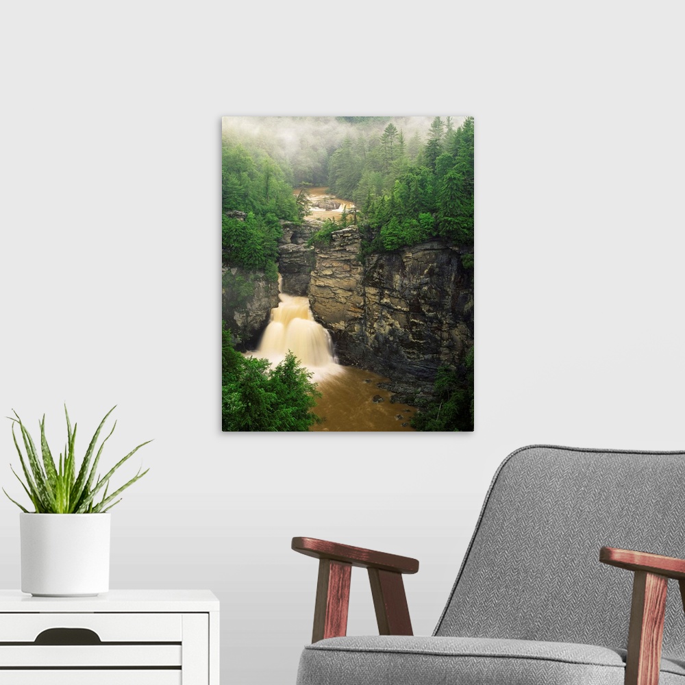 A modern room featuring USA, North Carolina, Pisgah National Forest, View of Linville Falls, Linville Gorge