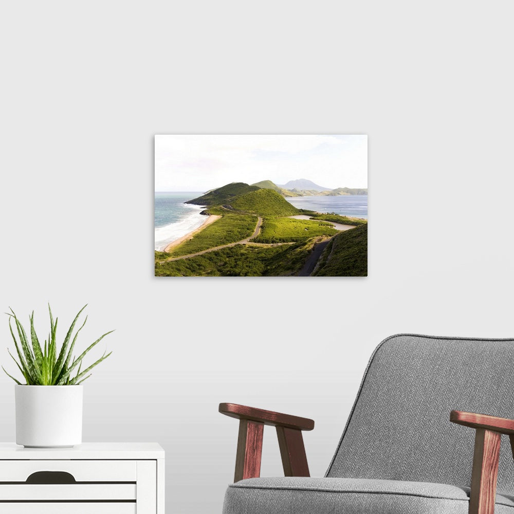 A modern room featuring North Frigate Bay, southeast peninsula, St Kitts, Caribbean.