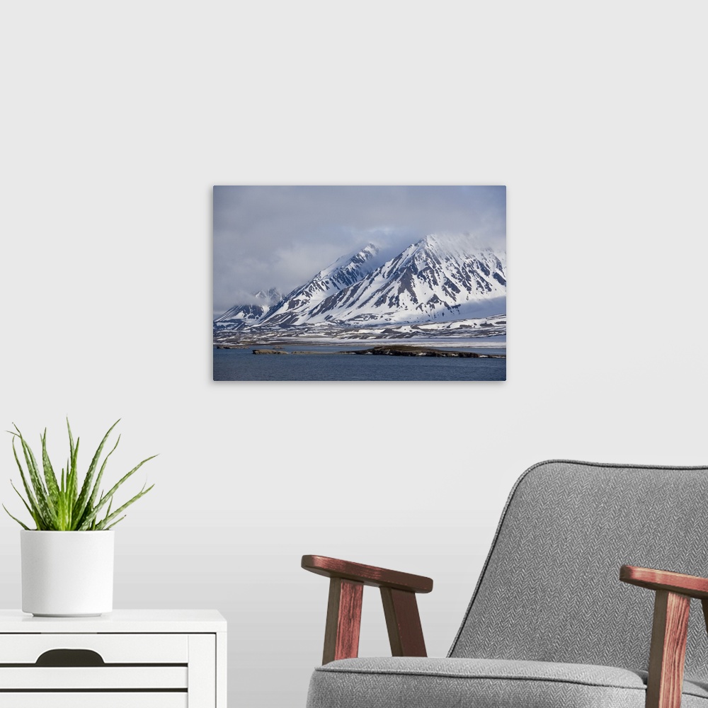 A modern room featuring Norway, Arctic Circle, Svalbard Islands, Spitsbergen, Ny Alesund. Kongsfjorden (aka King's Bay). ...