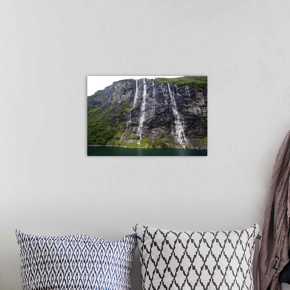 A bohemian room featuring Norway, Geiranger. The Seven Sisters Waterfalls, in Geiranger.
