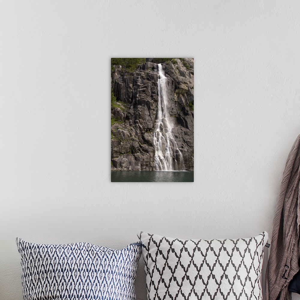 A bohemian room featuring Norway, Stavanger, Lysefjord (aka Lyse Fjord). Hanging Waterfall.