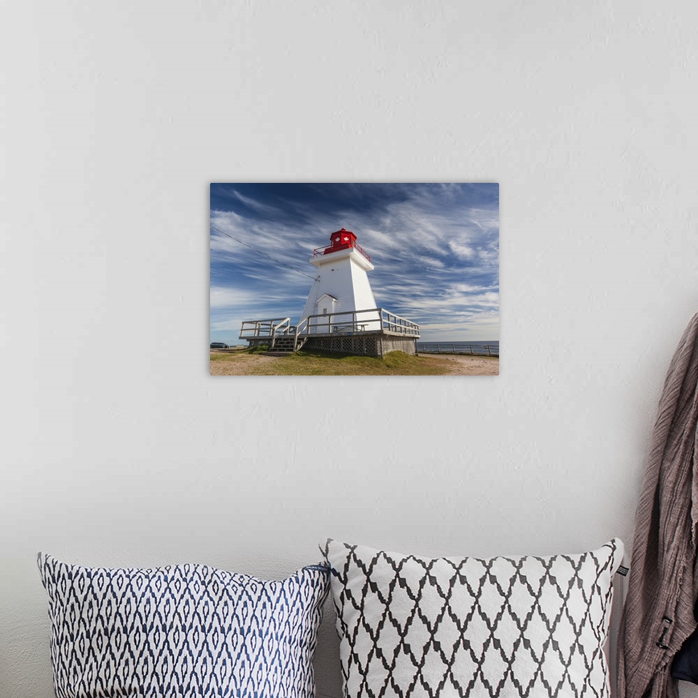 A bohemian room featuring Nova Scotia, Cabot Trail, Cape Breton Highlands National Park, Neils Harbour Lighthouse
