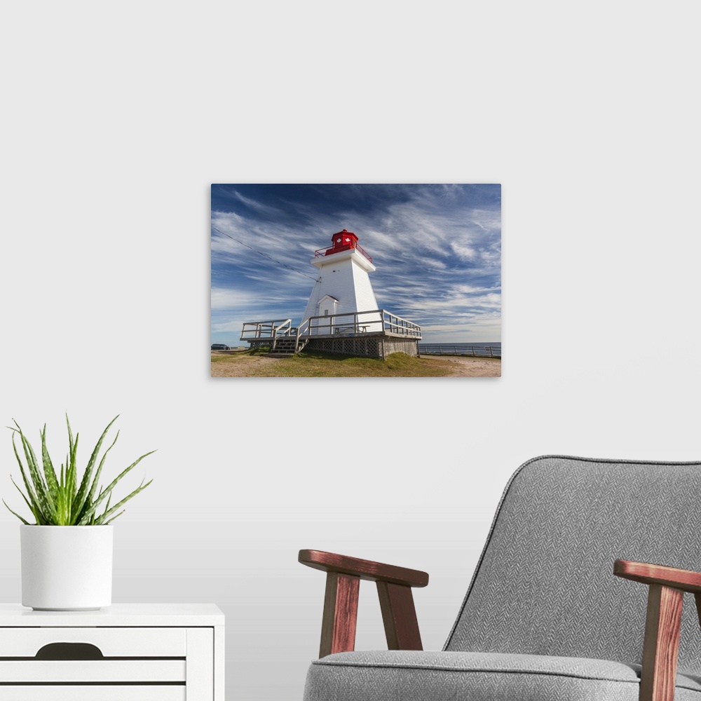 A modern room featuring Nova Scotia, Cabot Trail, Cape Breton Highlands National Park, Neils Harbour Lighthouse