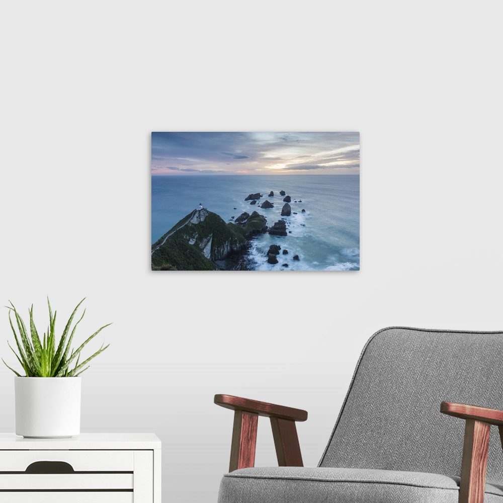 A modern room featuring New Zealand, South Island, Southland, The Catlins, Nugget Point, Nuggett Point LIghthouse, elevat...