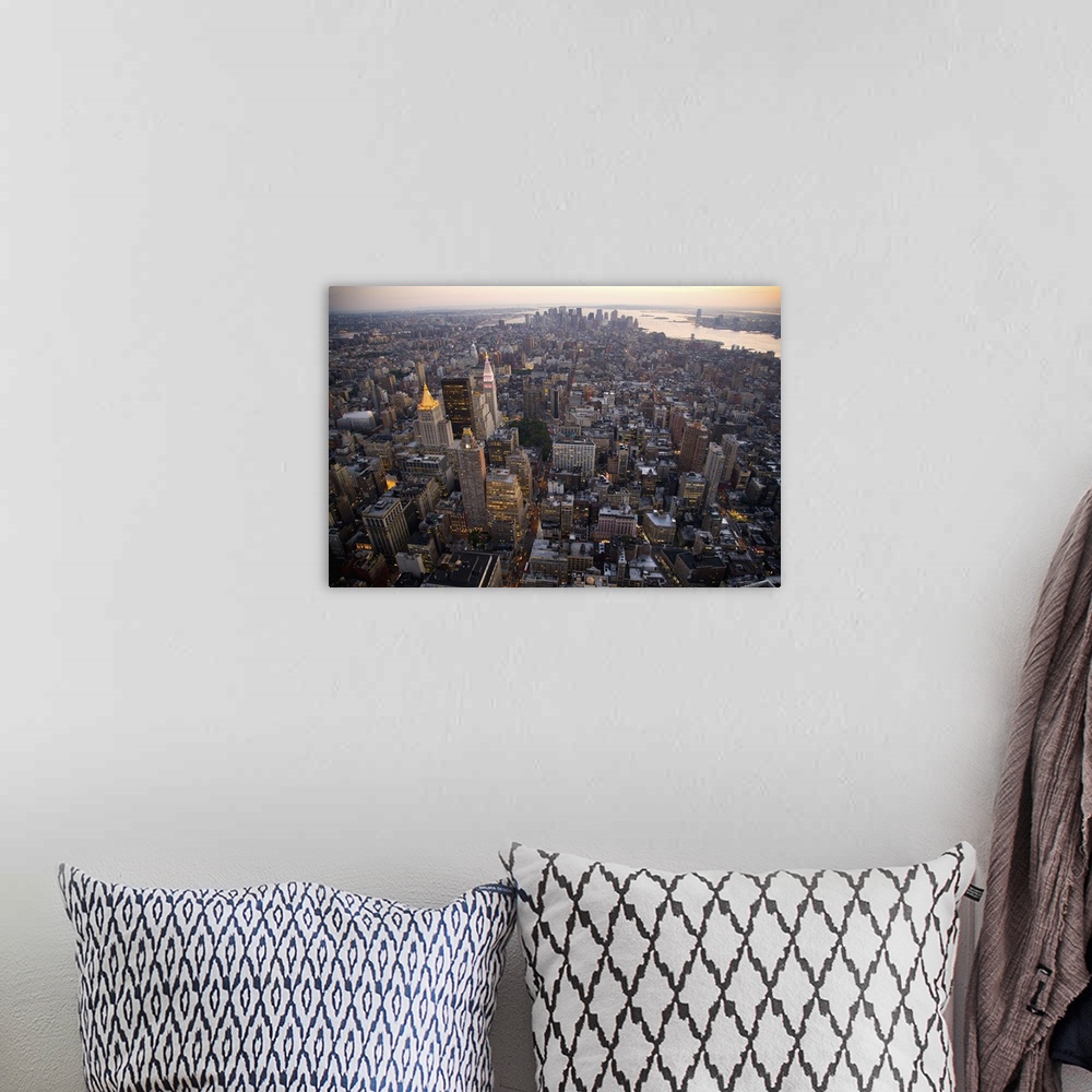 A bohemian room featuring New York Skyline from the Empire State Building, New York City, Manhattan, New York.