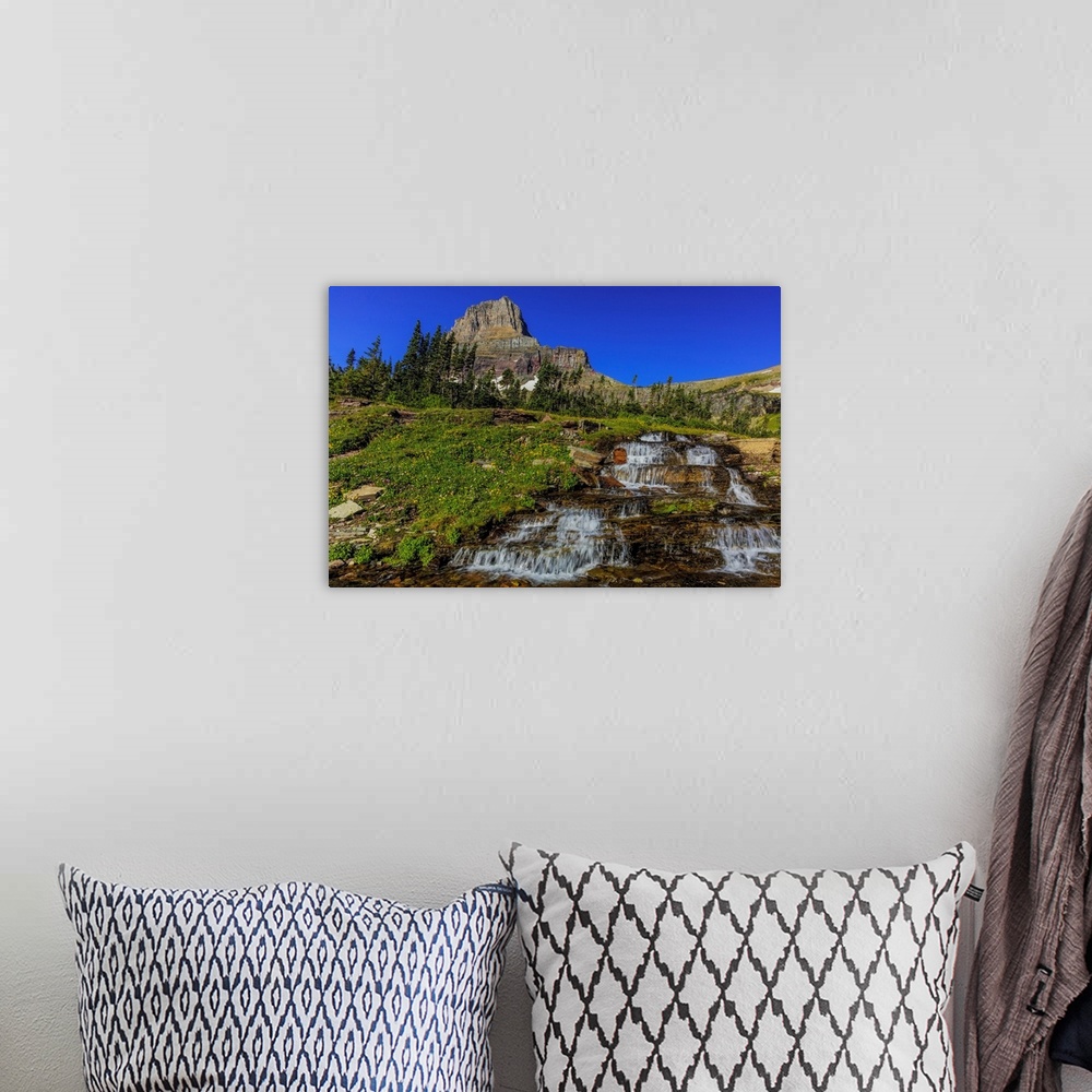 A bohemian room featuring Oberlin Creek with Mount Clements at Logan Pass in Glacier National Park, Montana, USA