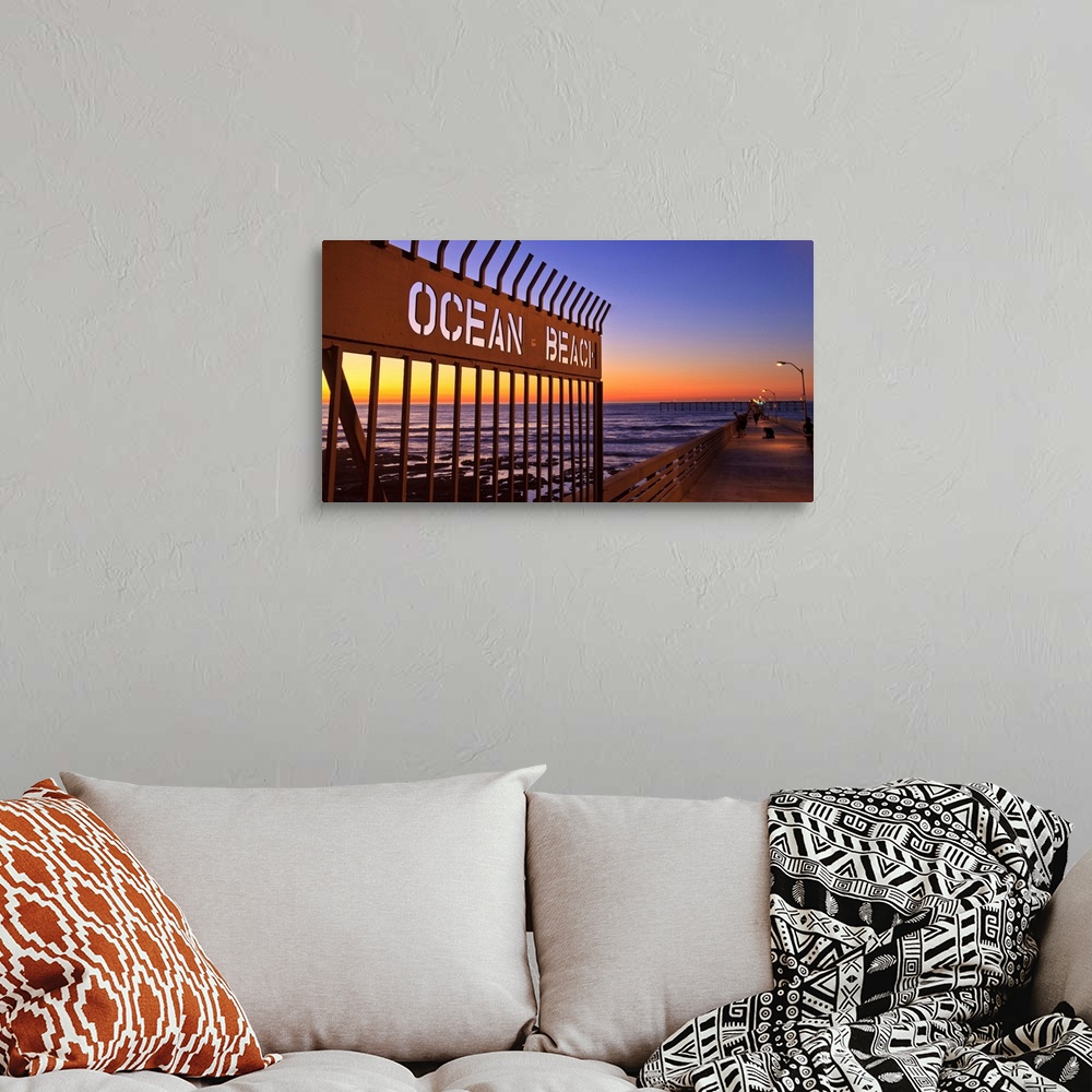 A bohemian room featuring Ocean Beach Pier at Twilight, San Diego, Southern CA, USA