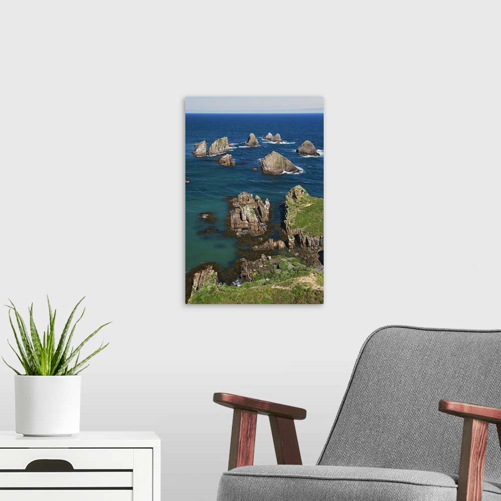 A modern room featuring New Zealand, South Island. Ocean view from Nugget Point. Credit: Dennis Flaherty