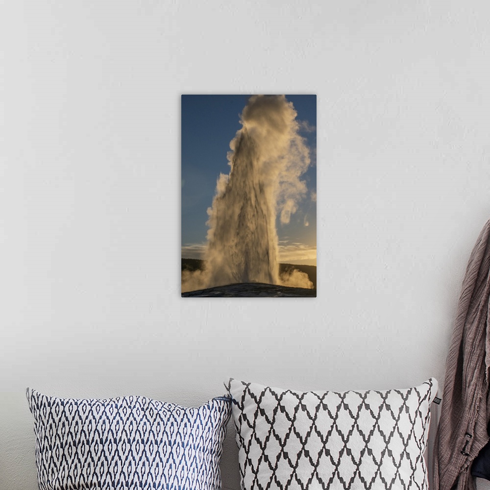 A bohemian room featuring Old Faithful Geyser Eruption, Yellowstone National Park, Wyoming, Usa.