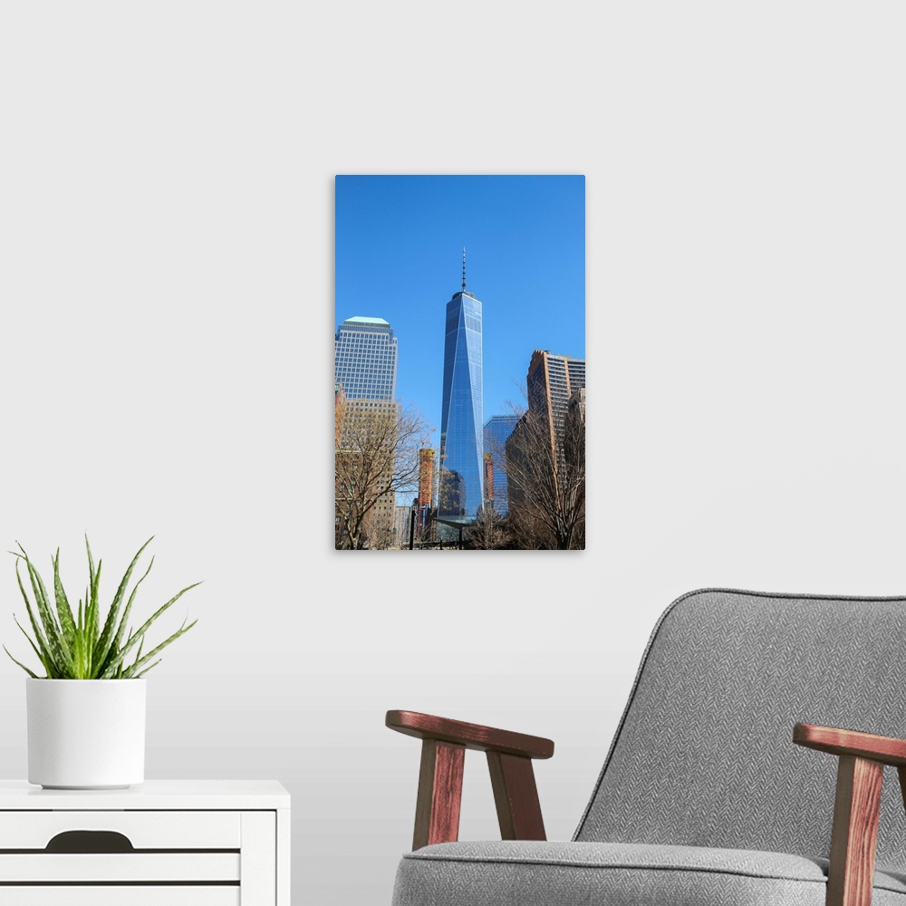 A modern room featuring One World Trade Center, New York, USA