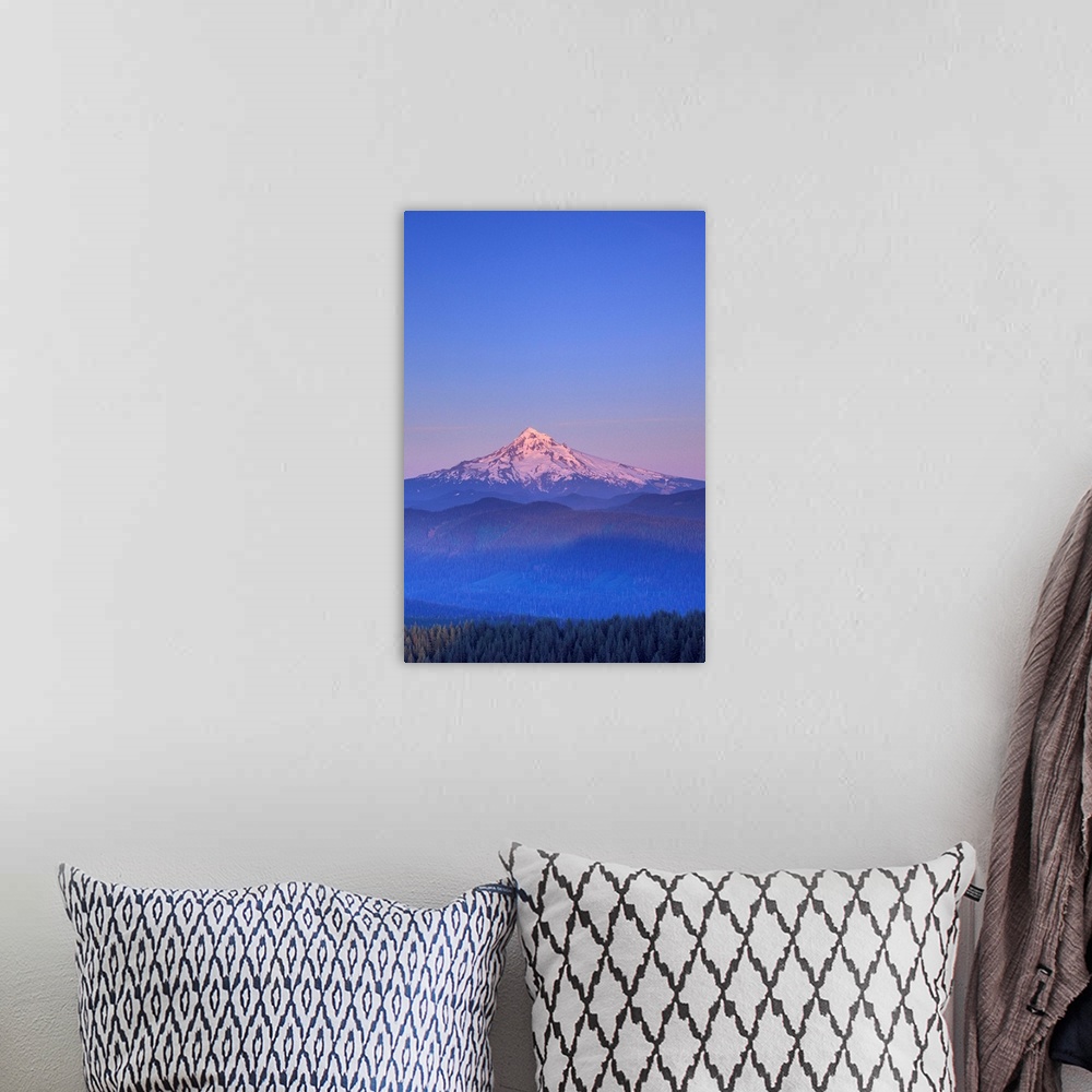 A bohemian room featuring USA, Oregon, Columbia River Gorge National Scenic Area, Mount Hood.as seen from Larch Mountain