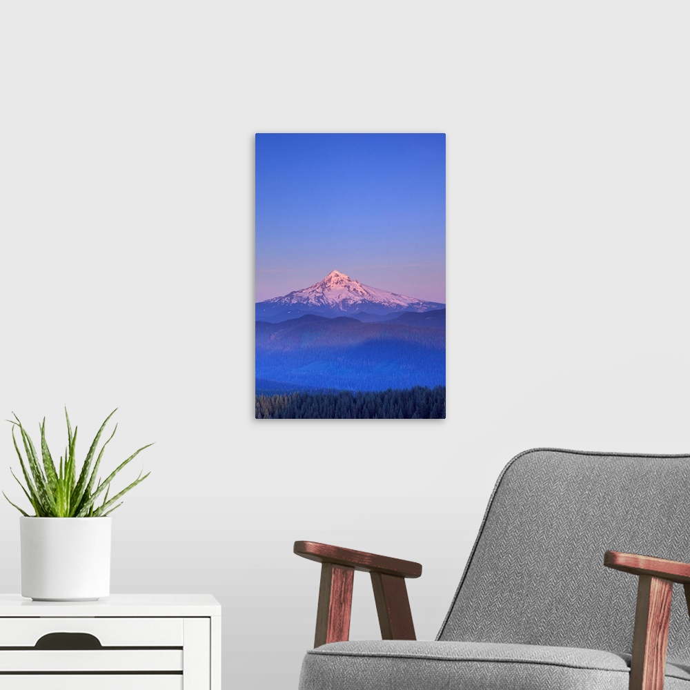 A modern room featuring USA, Oregon, Columbia River Gorge National Scenic Area, Mount Hood.as seen from Larch Mountain