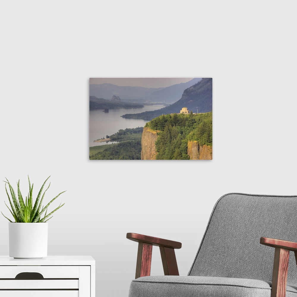 A modern room featuring Oregon, Columbia River Gorge, Vista House at Crown Point, and the Columbia River.