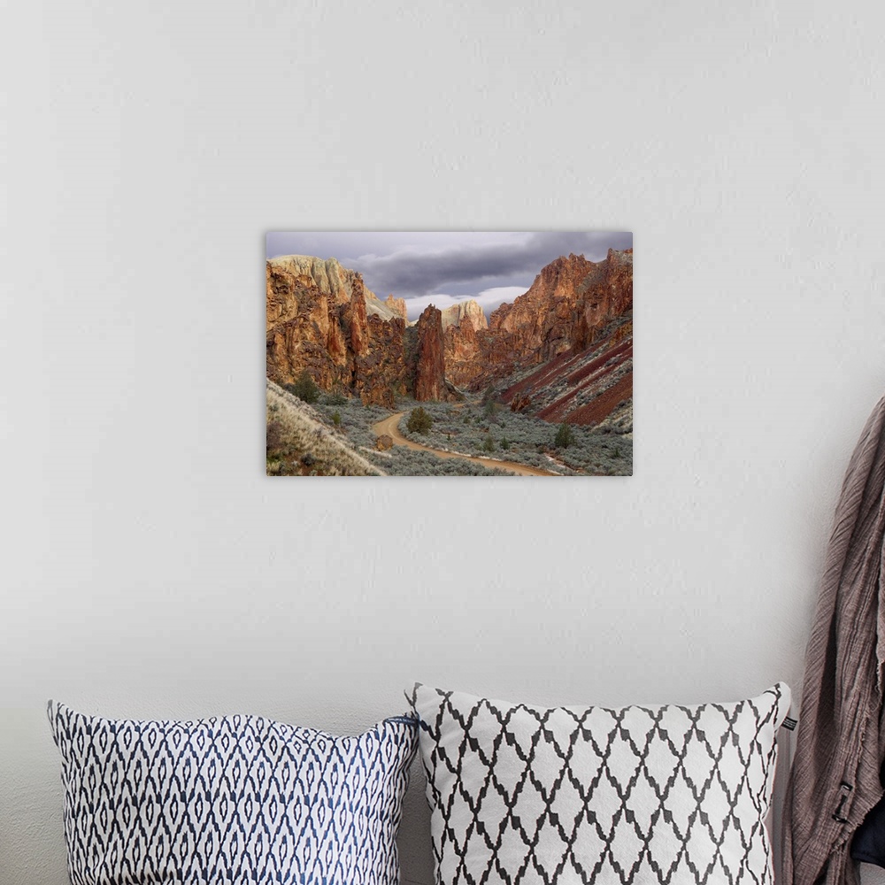 A bohemian room featuring USA, Oregon. View of Leslie Gulch.