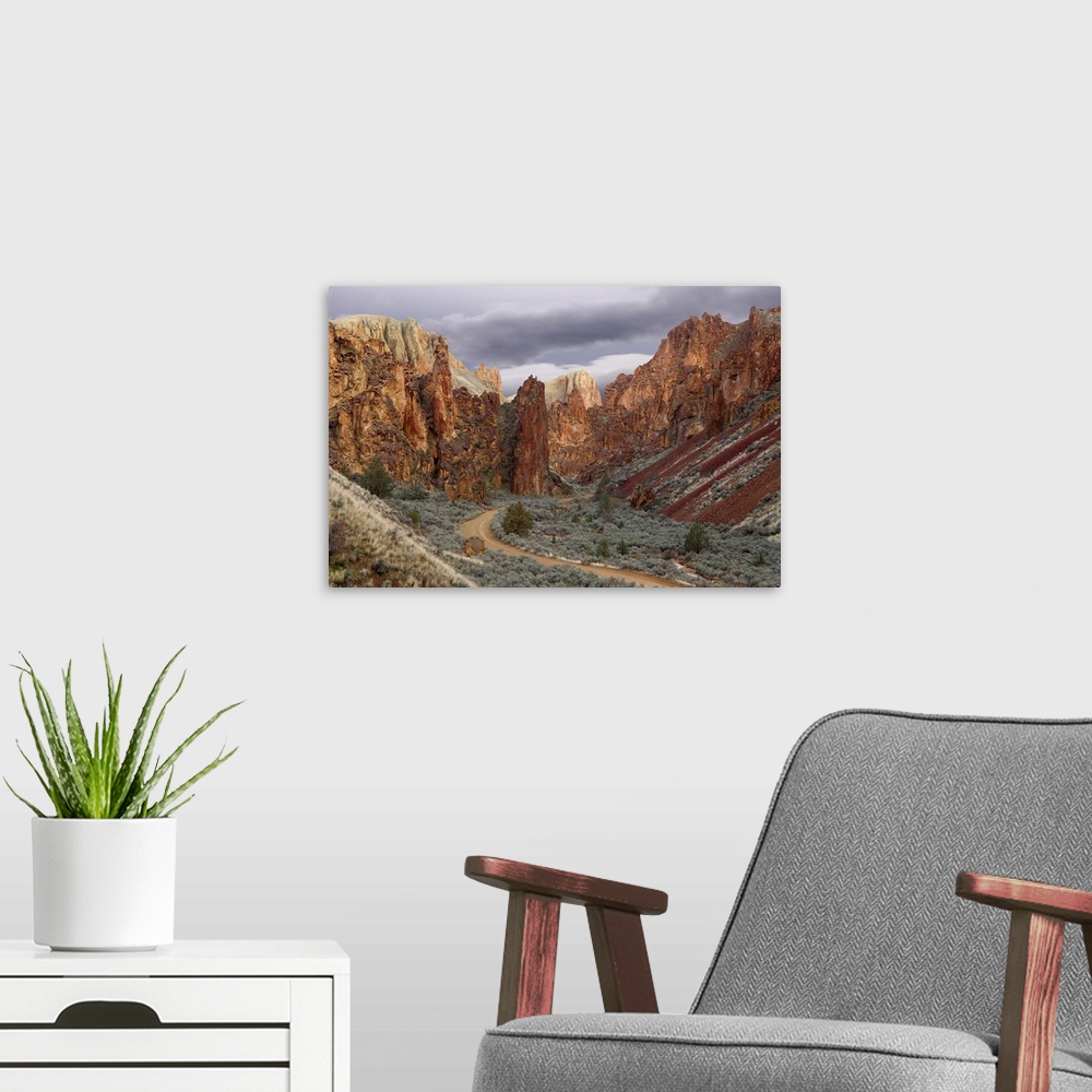 A modern room featuring USA, Oregon. View of Leslie Gulch.