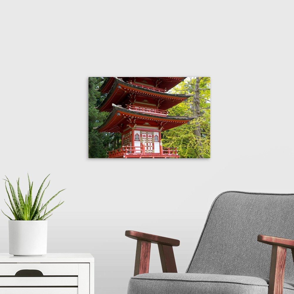 A modern room featuring Pagoda in the Japanese Gardens, Golden Gate Park, San Francisco, California.