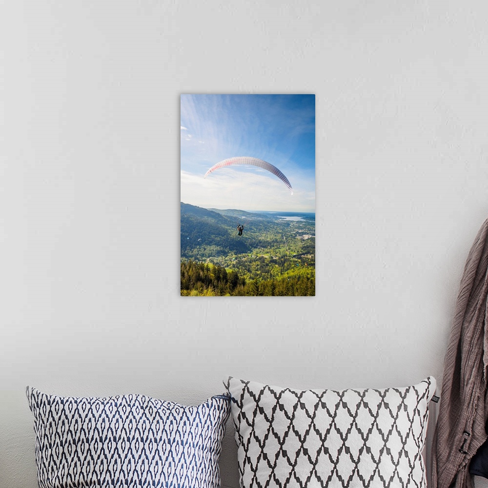 A bohemian room featuring United States, Washington, Issaquah. Paragliders launch from Tiger Mountain and soar westward tow...