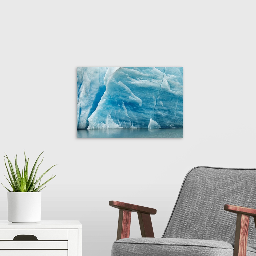 A modern room featuring Pattern in blue ice of Grey Glacier, Torres del Paine National Park, Chile, South America. Patago...