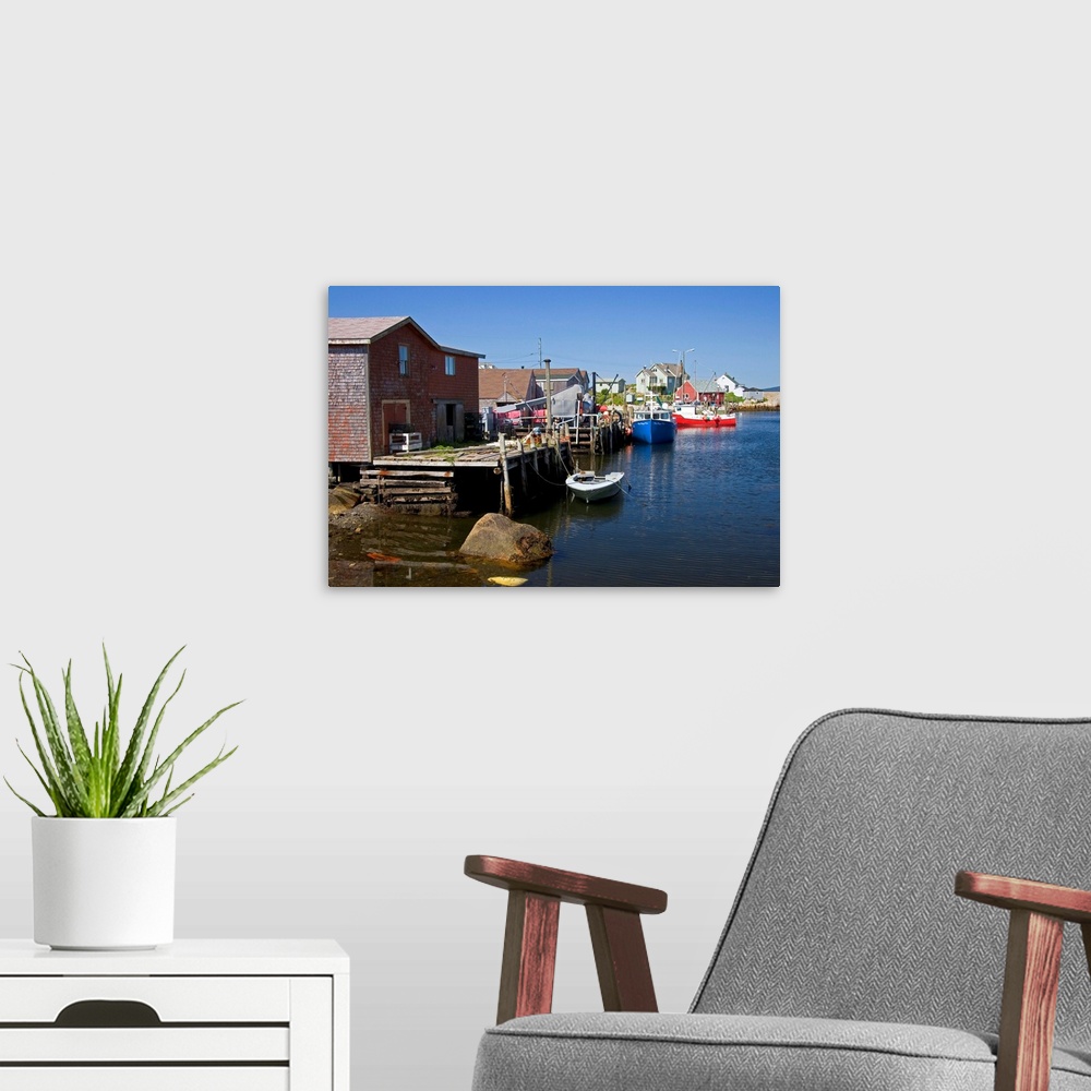 A modern room featuring Peggy's Cove, Nova Scotia, Canada...canada, canadian, nova scotia, peggys cove, boats, harbor, po...