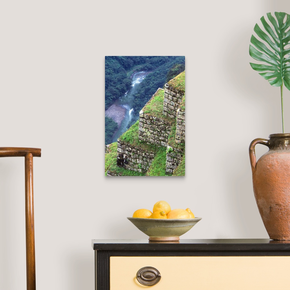 A traditional room featuring South America, Peru, Urubamba River flowing below Machu Picchu.