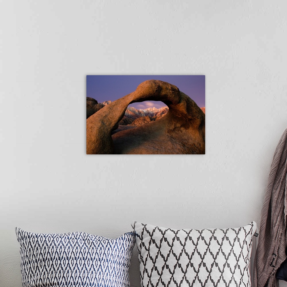 A bohemian room featuring Pre-Dawn View of Mount Whitney through the Alabama Hills Mobius Arch.