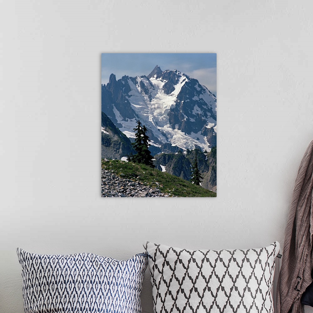 A bohemian room featuring The Price Glacier plummets from the summit of Mount Shuksan in North Cascades National Park in th...