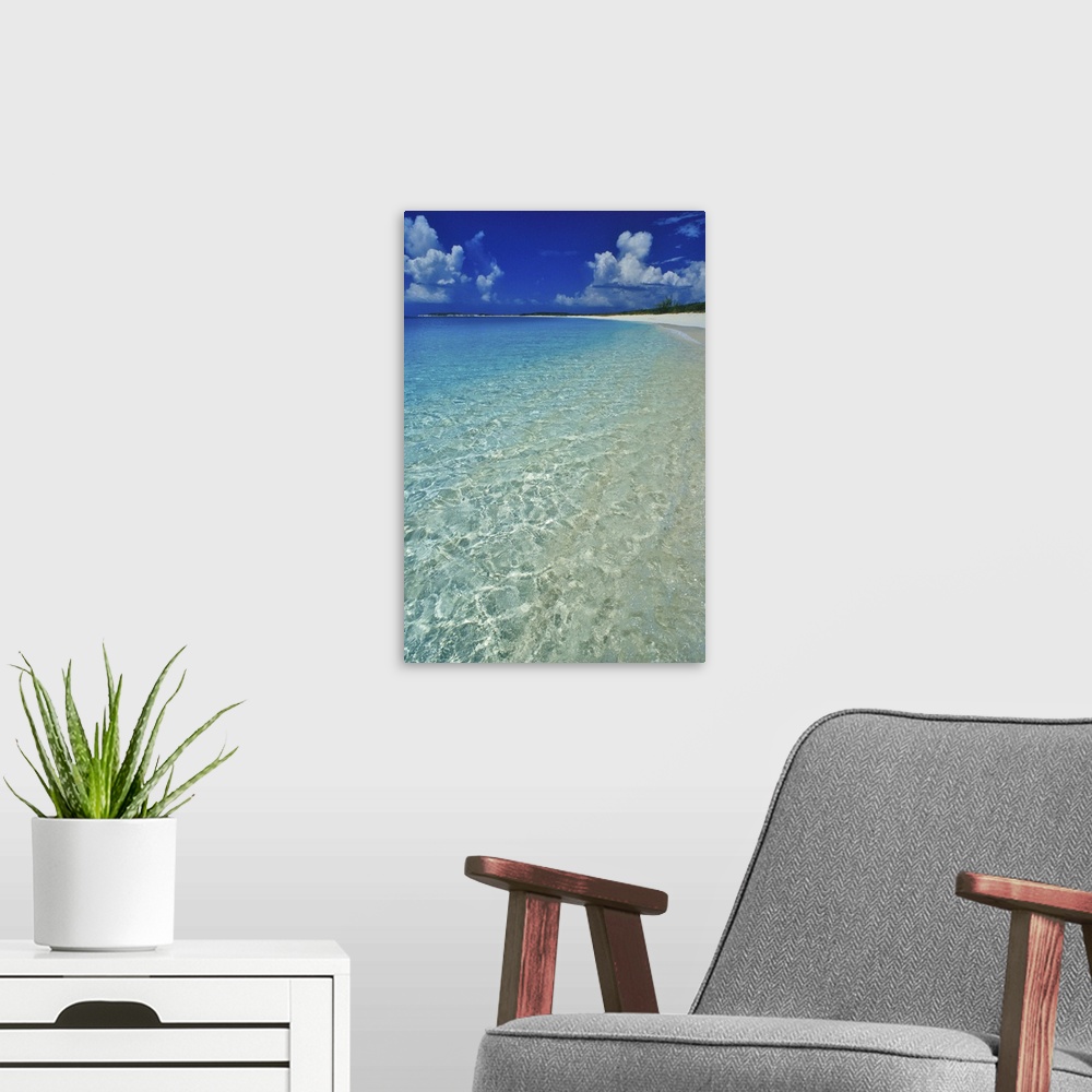A modern room featuring Pristine beach on Conception Island, Long Island, Bahamas.