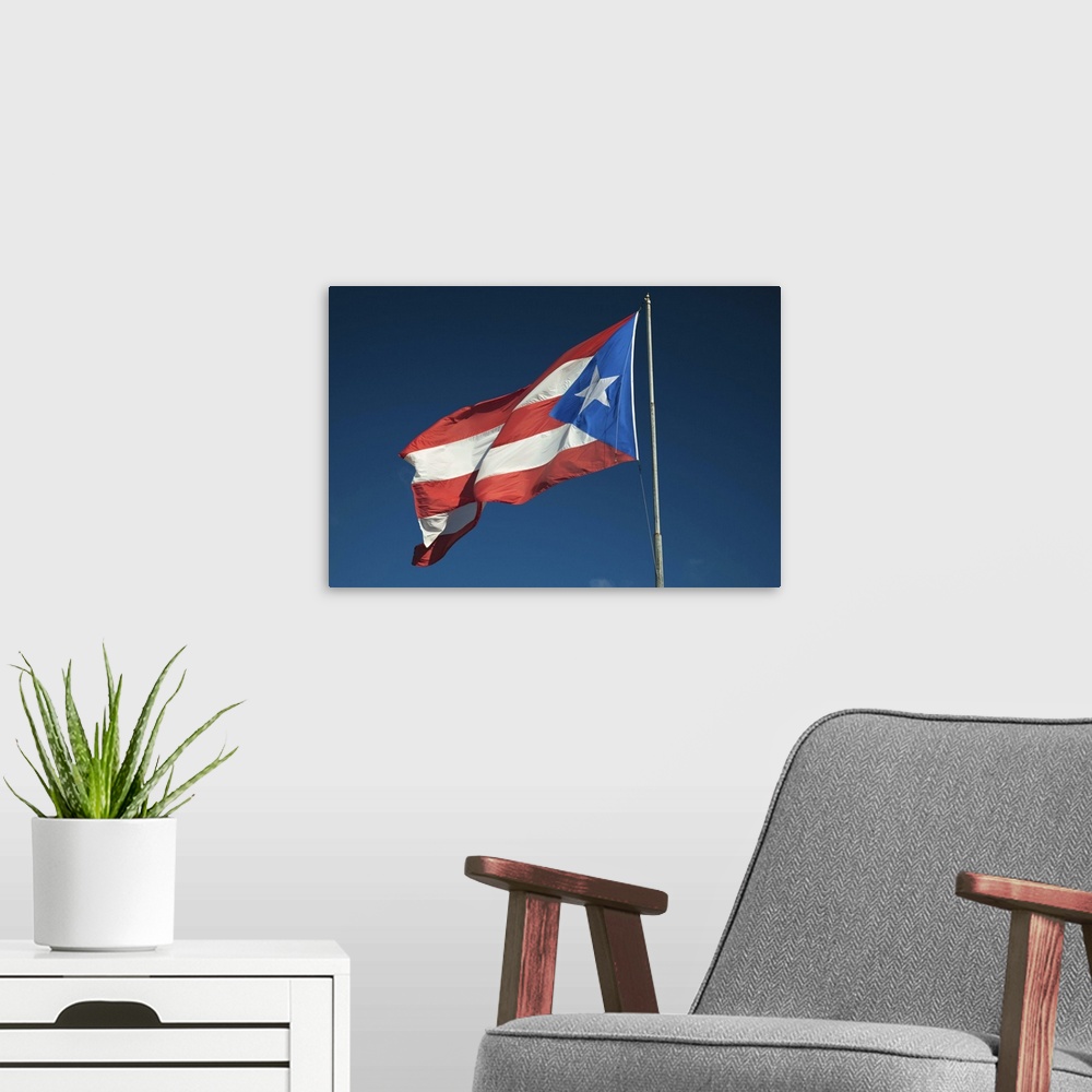 A modern room featuring Puerto Rico, North Coast, Isabela, Puerto Rican flag