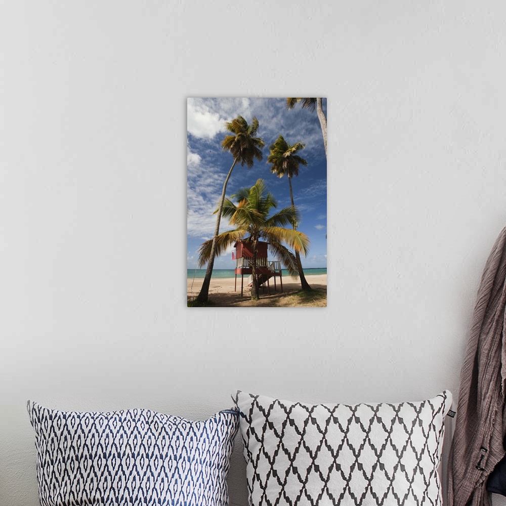 A bohemian room featuring Puerto Rico, East Coast, Luquillo, Playa Luquillo Beach, life guard tower