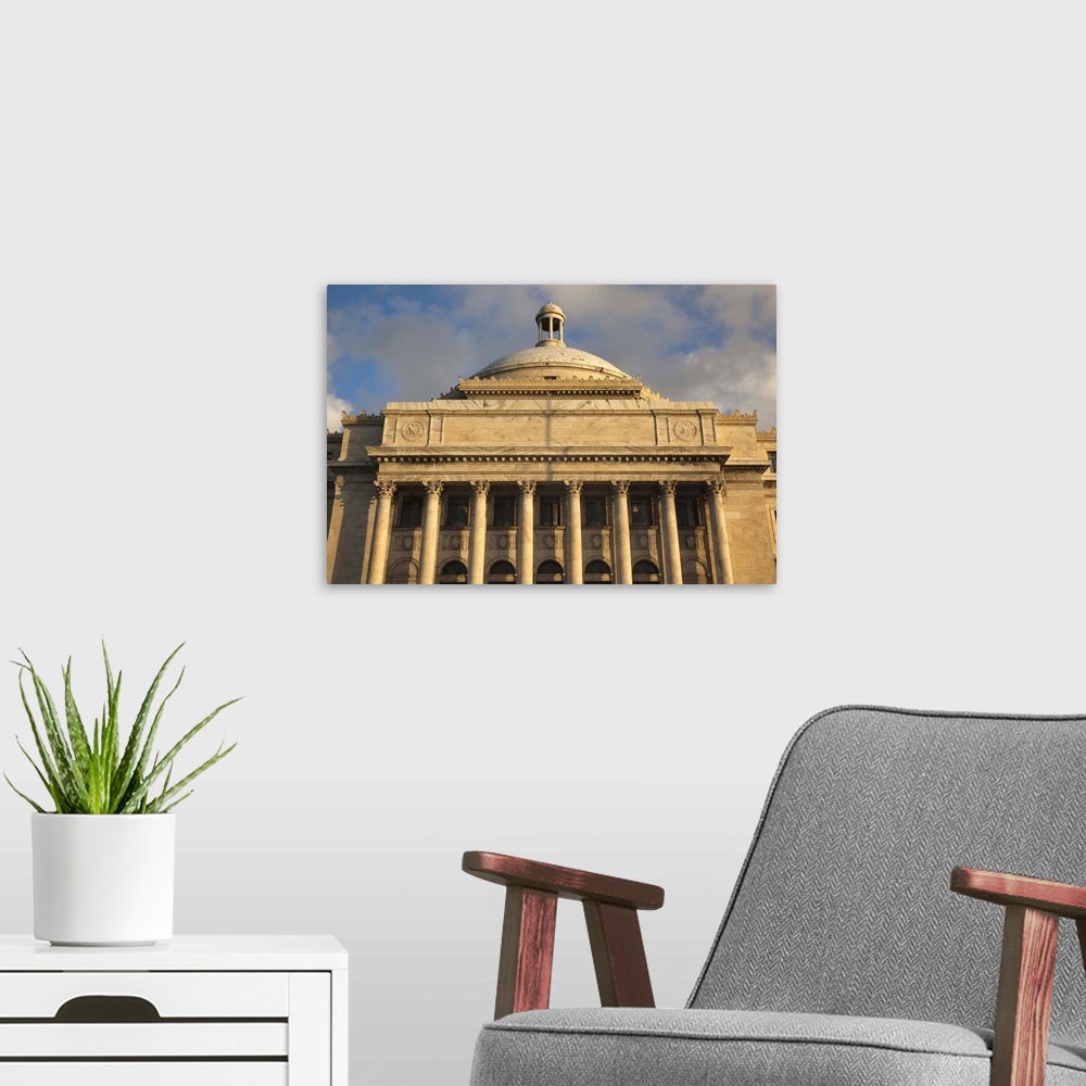 A modern room featuring Puerto Rico, San Juan, El Capitolio, Government Capitol building, dawn